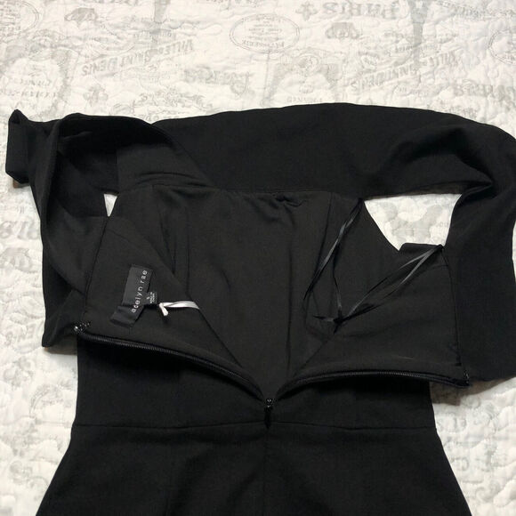 Adelyn Rae Women's Black Nicole One Shoulder Trumpet Knee Length Dress Sz S - Picture 7 of 14